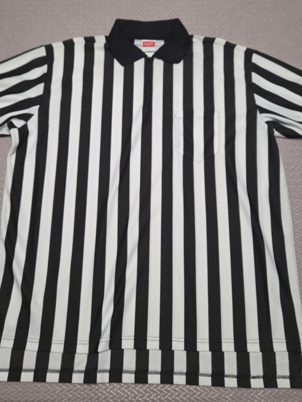 Rawlings Black and White Vertical Stripe Polo